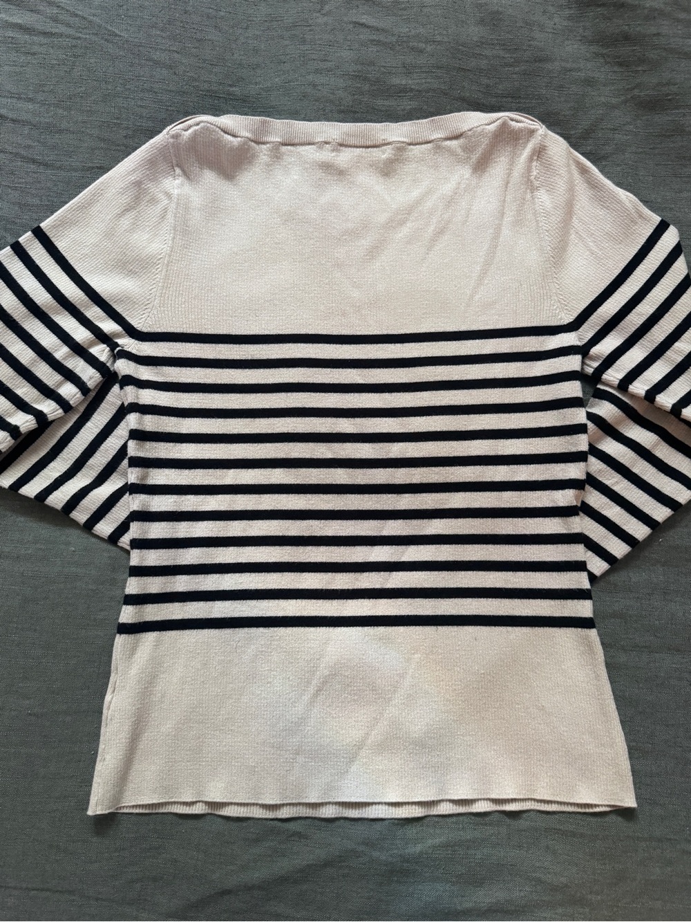 Babaton Striped Ribbed Knit Sweater - Cream & Black, Women’s Large - Picture 3 of 3